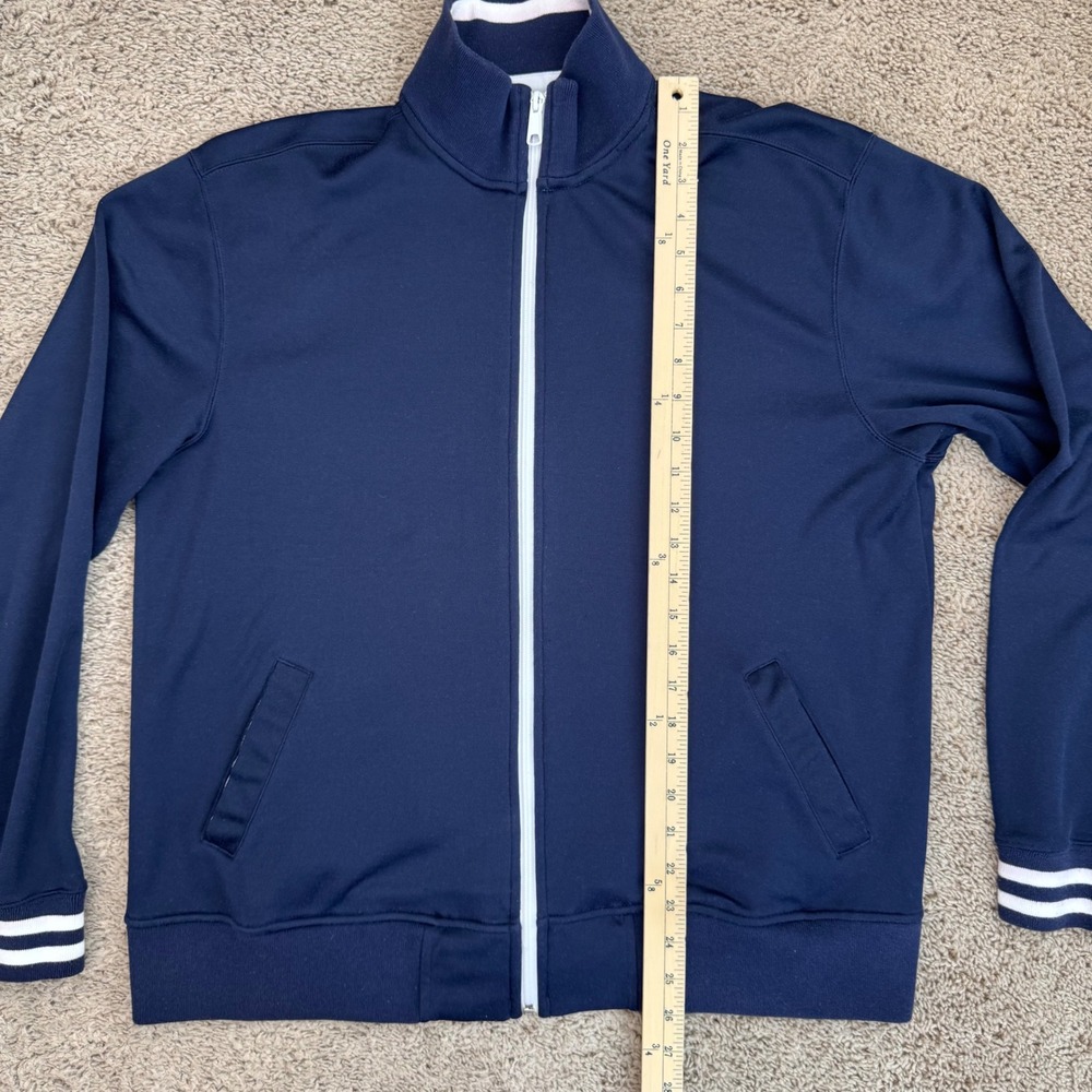 Eddie Bauer Track Jacket Mens L Full‎ Zip Navy Blue White Stripe Lightweight Top - Picture 7 of 10
